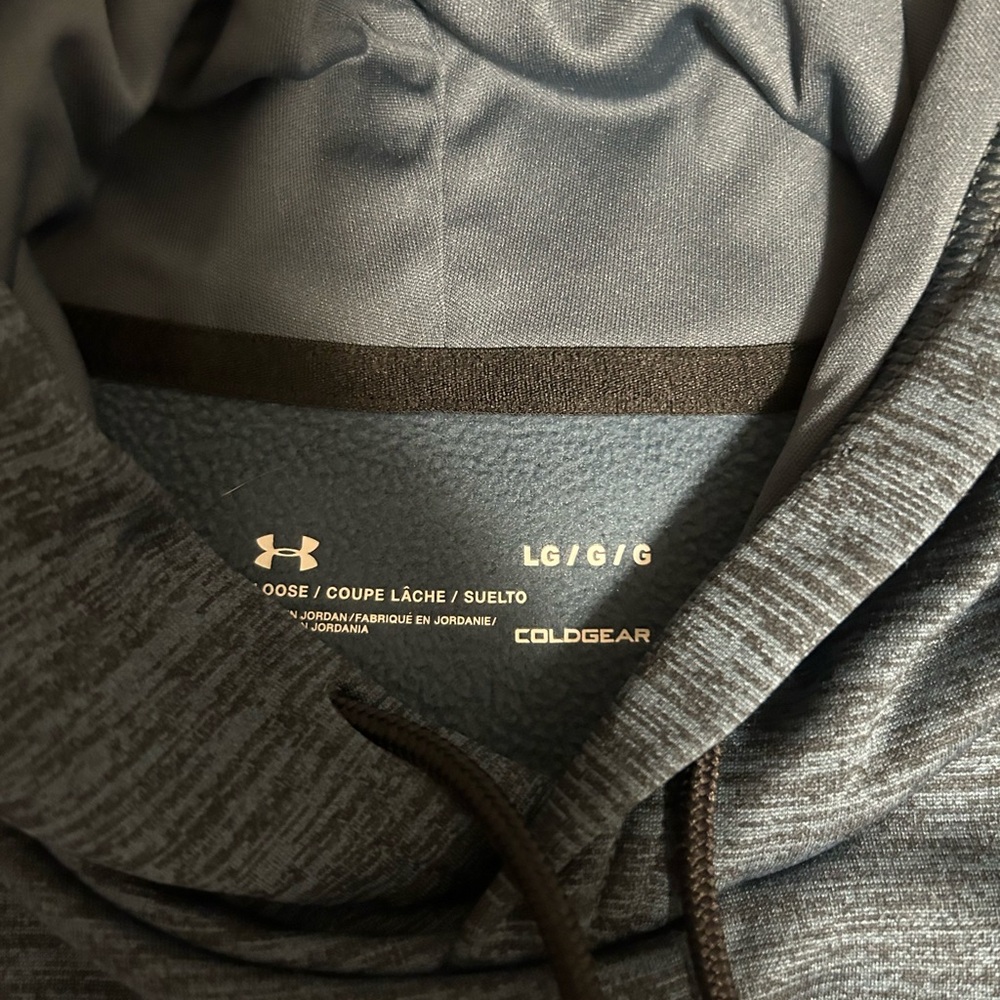 Under Armour Fleece Twist Hoodie Mens L Loose Fit Heather Gray Sweatshirt EUC - Picture 2 of 2